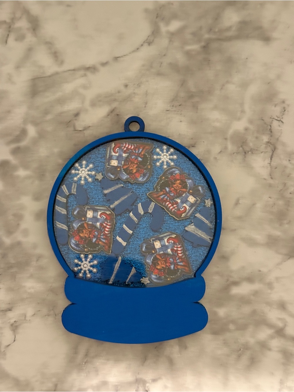 Blue Snow Globe Wall Accent Hanging Ornament - Picture 2 of 2